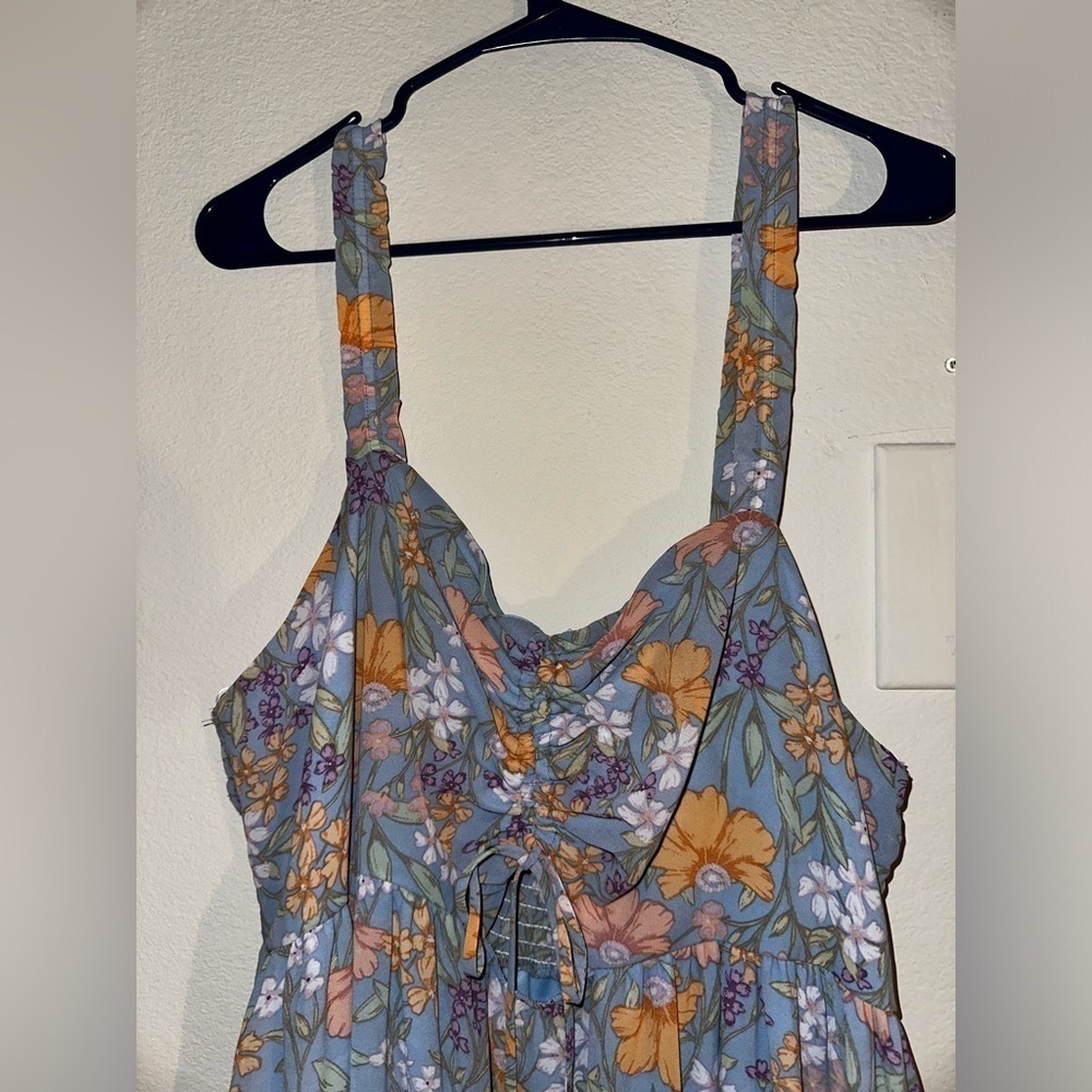 Arula women’s blue orange floral tiered sleeveless mini dress B 2X spring - Picture 4 of 11
